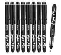EYEYE Lot de 9 stylos à bille 1,0 mm, stylos à pointe fine pour une écriture fluide, lot de 9 noirs Stylos à bille