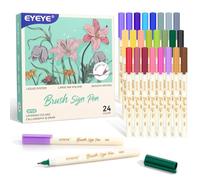 EYEYE Pack de 24 Stylos Pinceaux Souples - Encre à Eau Vibrante et Mélangeable - Pour Dessin, Calligraphie, Lettrage & Journal Créatif - Modèle BP20