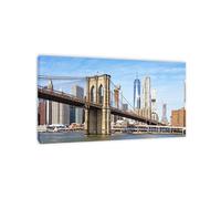EYEZER Poster Pont de Brooklyn-Tableau Mural XXL, Photo Décorative de New York Pont de Brooklyn Sur Toile Impression sur Toile Cityscape Tableau 30x55cm(12x22in) Cadre intérieur
