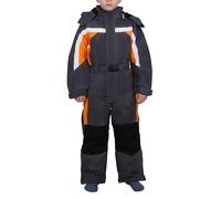 EYF K100 Combinaison de ski pour enfant, unisexe, coupe-vent, chaude, respirante, capuche amovible, gris délavé, 128