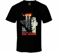 EYGT45Ysw Die Hard Bruce Willis Action Movie Retro T Shirt Black S