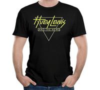 EYGT45Ysw Men's Huey Lewis and The News American Round Neck T-Shirt Black S