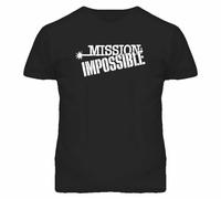 EYGT45Ysw Mission Impossible Retro TV Show Cool Logo Black T Shirt Black XXL