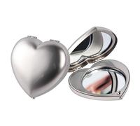 EYIWEITING Mini Miroir Pliant en Forme de cœur, Pratique, Compact et Beau, loupe Portable 1X/2X, Haute définition, Robuste (Perle Argent)