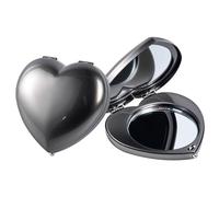 EYIWEITING Mini Miroir Pliant en Forme de cœur, Pratique, Compact et Beau, loupe Portable 1X/2X, Haute définition, Robuste (Perle Black)