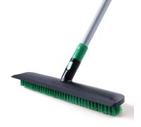 Eyliden Brosse à récurer pour Sol de 38,1 cm, Brosse à Poils rigides 2 en 1 et grattoir Doux avec Long Manche télescopique, Outils de Nettoyage de Sol, Brosse de Salle de Bain pour terrasse, Cuisine,