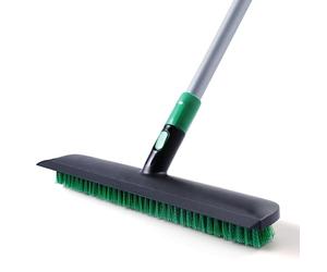 Eyliden Brosse à récurer pour Sol de 38,1 cm, Brosse à Poils rigides 2 en 1 et grattoir Doux avec Long Manche télescopique, Outils de Nettoyage de Sol, Brosse de Salle de Bain pour terrasse, Cuisine,