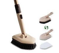 Eyliden Brosse Nettoyage Salle de Bain, Brosse carrelage 2 en 1 avec tête de Brosse réglable à 180 degrés, 2 Tampons à Récurer Remplaçables et 1 Tête de Brosse, pour salles de Bains, baignoires