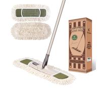 Eyliden Dust Mop with Reusable Washable Pads - One Touch Replacement, Height Adjustable Handle, Total 2 Mop Cloths, Wet Dry Mops for Floor Cleaning, Hardwood, Laminate, Tile Floor Push Dust Broom