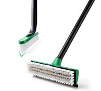 Eyliden Lot de 2 brosses à récurer pour Sol avec Long Manche et Petite Brosse en Forme de V, Outil de Nettoyage, Brosse avec Poils pour Salle de Bain, Cuisine, Patio, Garage, terrasse, carrelage,