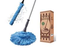 Eyliden Mop with 2 Reusable Heads, Easy Wringing Twist Mop, with 57.5 inch Long Handle, Wet Mops for Floor Cleaning, Commercial Household Clean Hardwood, Vinyl, Tile, and More