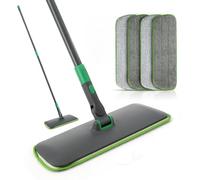 Eyliden Serpillère en microfibre pour nettoyer les sols, 153 cm avec 4 tampons lavables réutilisables (chenille et microfibre) pour une utilisation humide et sèche pour bois dur, stratifié, carrelage