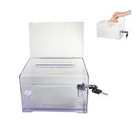 Eylkeup Boîte de dons en acrylique verrouillable avec serrure pour commenter, voter, doner, collecter des cartes de visite, bulletins de vote