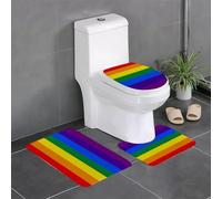 EYLOZS Lot de 3 Tapis de Bain et Tapis de Toilette antidérapants Super absorbants - Lavable en Machine - pour Salle de Bain - Pôle LGBT Original 8 Couleurs Amour Gay Pride Arc-en-Ciel Homosexualité A