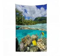 EYLOZS Plaid Couverture en Flanelle Super Douce - Couverture Douce et Légère pour Lit, Canapé, Camping et Voyage,Île, Océan Pacifique Polynésie française Lagon de Huahine Côte de la luxure100x130cm