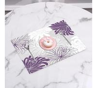EYLOZS Sets de Table Lavables,Lot de 4 Sets de Table Plastique PVC,Résistant à la Chaleur,Antidérapant,Facile à Nettoyer,Conception végétale, Fleurs Violettes et Blanches exquises avec des pé,45x30cm