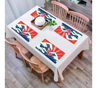 EYLOZS Sets de Table Lavables,Lot de 4 Sets de Table Plastique PVC,Résistant à la Chaleur,Antidérapant,Facile à Nettoyer,Vague Japonaise, Style de Peinture Japonaise, Toile de Fond saisonnièr,45x30cm
