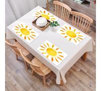 EYLOZS Sets de Table Lavables,Lot de 4 Sets de Table Plastique PVC,Résistant à la Chaleur,Antidérapant,Facile à Nettoyer,Illustration pour Enfants Grunge Sun, Style Aquarelle, Peinture au pin,45x30cm