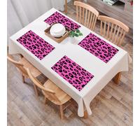 EYLOZS Sets de Table Lavables,Lot de 4 Sets de Table Plastique PVC,Résistant à la Chaleur,Antidérapant,Facile à Nettoyer,Motif Peau d'animal léopard Rose Vif dans Un Style Abstrait thème safa,45x30cm