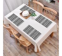 EYLOZS Sets de Table Lavables,Lot de 4 Sets de Table Plastique PVC,Résistant à la Chaleur,Antidérapant,Facile à Nettoyer,Motif rétro, Ethnique bohème aztèque en Noir et Blanc avec Western Nat,45x30cm