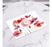EYLOZS Sets de Table Lavables,Lot de 4 Sets de Table Plastique PVC,Résistant à la Chaleur,Antidérapant,Facile à Nettoyer,Aquarelle Fleur, Coquelicot Fleur Sauvage Nature Prairie Peinture avec,45x30cm