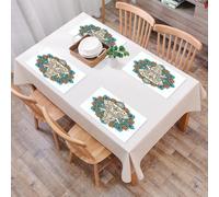 EYLOZS Sets de Table Lavables,Lot de 4 Sets de Table Plastique PVC,Résistant à la Chaleur,Antidérapant,Facile à Nettoyer,Mandala, Esprit Animal Gardien du bâtiment croyance Ethnique si,45x30cm