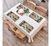 EYLOZS Sets de Table Lavables,Lot de 4 Sets de Table Plastique PVC,Résistant à la Chaleur,Antidérapant,Facile à Nettoyer,Animaux, Une Paire de Cerfs Debout Parmi Les Arbres d'automne, dégagea,45x30cm