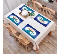 EYLOZS Sets de Table Lavables,Lot de 4 Sets de Table Plastique PVC,Résistant à la Chaleur,Antidérapant,Facile à Nettoyer,Lune, Vieux Navire avec tempête chevauchant Les Vagues Pleine Lune et,45x30cm