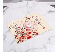 EYLOZS Sets de Table Lavables,Lot de 4 Sets de Table Plastique PVC,Résistant à la Chaleur,Antidérapant,Facile à Nettoyer,Peinture de Style Oriental à Fleurs Rouges, Fleur de Prunier au Printe,45x30cm