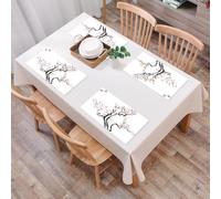 EYLOZS Sets de Table Lavables,Lot de 4 Sets de Table Plastique PVC,Résistant à la Chaleur,Antidérapant,Facile à Nettoyer,Peinture Japonaise Classique de Style Asiatique représentant des branc,45x30cm