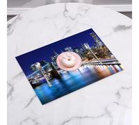 EYLOZS Sets de Table Lavables,Lot de 4 Sets de Table Plastique PVC,Résistant à la Chaleur,Antidérapant,Facile à Nettoyer,Nuit Scintillante à New York, Pont de Brooklyn et Skyline de Manhattan,45x30cm
