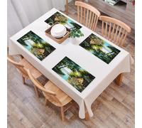 EYLOZS Sets de Table Lavables,Lot de 4 Sets de Table Plastique PVC,Résistant à la Chaleur,Antidérapant,Facile à Nettoyer,Peinture de Paysage, Une cabane de Campagne, nichée dans Une rivière r,45x30cm