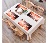 EYLOZS Sets de Table Lavables,Lot de 4 Sets de Table Plastique PVC,Résistant à la Chaleur,Antidérapant,Facile à Nettoyer,L'Aventure du Petit Ange dans la Nuit étoilée, Illustration 3D, arrièr,45x30cm