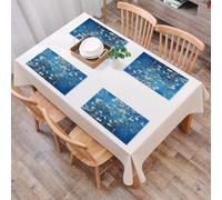 EYLOZS Sets de Table Lavables,Lot de 4 Sets de Table Plastique PVC,Résistant à la Chaleur,Antidérapant,Facile à Nettoyer,Avis sur Le Puzzle Eurographics Branches d'amandiers Fleuries,45x30cm