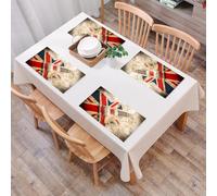 EYLOZS Sets de Table Lavables,Lot de 4 Sets de Table Plastique PVC,Résistant à la Chaleur,Antidérapant,Facile à Nettoyer,Musique Grunge Pop nnique Guitare Rock Londres Jack Union Brit Drapeau,45x30cm