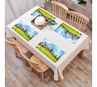 EYLOZS Sets de Table Lavables,Lot de 4 Sets de Table Plastique PVC,Résistant à la Chaleur,Antidérapant,Facile à Nettoyer,Vue panoramique du Paysage pittoresque des Alpes avec Un Chalet de Mon,45x30cm