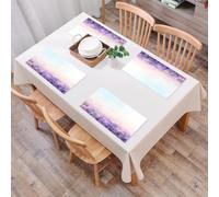 EYLOZS Sets de Table Lavables,Lot de 4 Sets de Table Plastique PVC,Résistant à la Chaleur,Antidérapant,Facile à Nettoyer,Lavande, Fleurs de Style Peinture à l'huile dans des prairies sereines,45x30cm