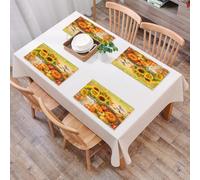 EYLOZS Sets de Table Lavables,Lot de 4 Sets de Table Plastique PVC,Résistant à la Chaleur,Antidérapant,Facile à Nettoyer,Oiseau Tournesol Citrouille isolé sur Fond Blanc. Illustration au marq,45x30cm