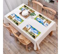 EYLOZS Sets de Table Lavables,Lot de 4 Sets de Table Plastique PVC,Résistant à la Chaleur,Antidérapant,Facile à Nettoyer,Londres, Big Ben Historique et Pont de Westminster, Saison printanière,45x30cm