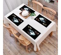 EYLOZS Sets de Table Lavables,Lot de 4 Sets de Table Plastique PVC,Résistant à la Chaleur,Antidérapant,Facile à Nettoyer,Peinture à l'huile Originale de Husky sur Velours Noir, Chien aux Yeux,45x30cm
