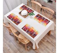 EYLOZS Sets de Table Lavables,Lot de 4 Sets de Table Plastique PVC,Résistant à la Chaleur,Antidérapant,Facile à Nettoyer,Nature, Peinture de Nature Vivante avec des Arbres dans la forêt d'aut,45x30cm