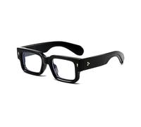 EYLRIM Lunettes carrées à monture épaisse pour homme et femme - Rectangulaires - Sans ordonnance - Bleu clair, Noir , Medium