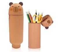 Eymobad Capybara Pochette de Stylo,Trousse Ecole 2 en 1 en Silicone Souple Kawaii,Rétractable,Thème Capybara Porte-Plume,Verticale Trousse à Crayons,pour Fournitures Scolaires Cadeau