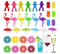 Eymobad Lot de 32 marqueurs de verre en silicone - Marqueurs de verre - Convient pour les décorations de fête de bar comme les verres à vin, les verres à champagne, les verres à martini