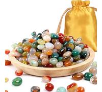 Eymobad Pierres Précieuses Colorées de 11 à 13 mm - Mélange pour Enfants - Porte-Bonheur - Agate Naturelle Roulée
