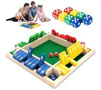 Eymobad Shut The Box Jeu de société en bois, jeu de dés pour 4 joueurs avec fond en feutre - Chiffres et mathématiques traditionnels - Jouet éducatif pour enfants et adultes, famille et pub