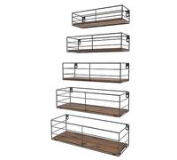 EYMPEU 41CM Étagère Murale Marron Lot de 5, Étagères Flottante Bois pour La Chambre, La Cuisine et La Salle de Bain