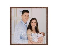 EYMPEU Cadre 30x30cm Marron avec Passe-Partout en PVC Vertical/Horizontal | Double Format 30x30/20x20cm pour Photos, Diplômes, Affiches, Décoration Murale/Table/Pêle-Mêle