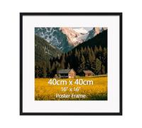 EYMPEU Cadre 40x40cm Noir avec Passe-Partout à Vertical/Horizontal, PVC | Double Format 40x40/30x30cm pour Photos, Diplômes, Affiches, Décoration Murale/Pêle-Mêle