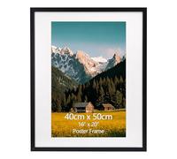 EYMPEU Cadre 40x50cm Noir avec Passe-Partout à Vertical/Horizontal, PVC | Double Format 40x50/28x43cm pour Photos, Diplômes, Affiches, Décoration Murale/Pêle-Mêle